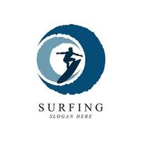 surfing logotyp vektor mall design