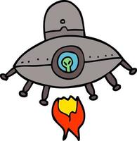 Cartoon-Doodle Alien-Raumschiff vektor