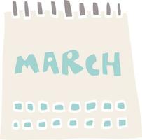 Cartoon-Doodle-Kalender mit Monat März vektor