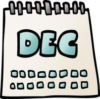 tecknad doodle kalender som visar december månad vektor