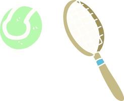 tecknad doodle tennisracket och boll vektor
