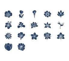 vår blommor samling ikon uppsättning vektor