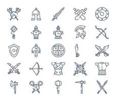 Symbolsatz für mittelalterliche und antike Waffen vektor
