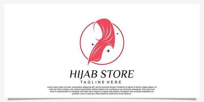 hijab stil logotyp design mall med unik begrepp premie vektor