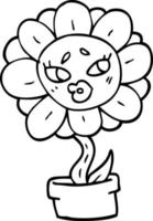 Strichzeichnung Cartoon Blumentopf vektor