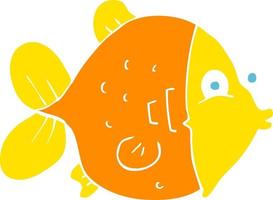 platt Färg illustration av en tecknad serie rolig fisk vektor