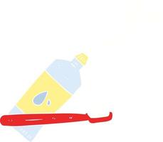 platt Färg illustration av en tecknad serie tandborste och tandkräm vektor
