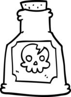 linje teckning tecknad serie förgifta i en flaska vektor