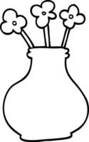 Strichzeichnung Cartoon Blumenvase vektor