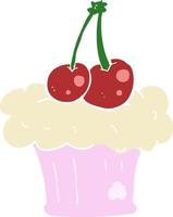 flache Farbillustration eines Cartoon-Cupcakes vektor