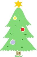 platt Färg stil tecknad serie jul träd vektor