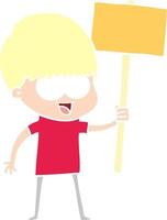 glücklicher Cartoon-Junge im flachen Farbstil vektor