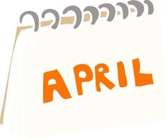 Cartoon-Doodle-Kalender mit Monat April vektor