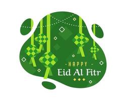 glad eid al fitr bakgrund med diamantdesign i grönt vektor