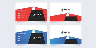 saubere horizontale visitenkarte mit blauem und schwarzem farbdesign, professioneller namenskartenschablonenvektor. blaue Visitenkarte vektor