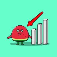 niedliche Cartoon-Wassermelone mit Down-Schild-Grafik vektor