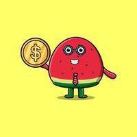 vattenmelon framgångsrik affärsman håll guld mynt vektor