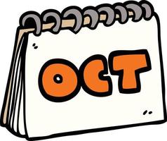 karikaturgekritzelkalender, der monat oktober zeigt vektor