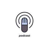 Das Vektorzeichen des Podcast-Symbols ist auf einem weißen Hintergrund isoliert. Symbolfarbe editierbar. vektor