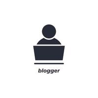 Das Vektorzeichen des Blogger-Symbols ist auf einem weißen Hintergrund isoliert. Symbolfarbe editierbar. vektor
