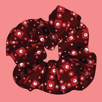 röd pläd bomull hår scrunchie vektor