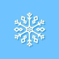 weiße Schneeflocke-Symbol auf blauem Hintergrund, Vektor. vektor