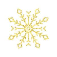 Goldglitter Textur Schneeflocke auf weißem Hintergrund für Christbaumschmuck, Vektor, Illustration. vektor