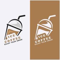 kreatives eiskaffeegetränk und kaffeemilchlogovektorillustrationsdesign vektor
