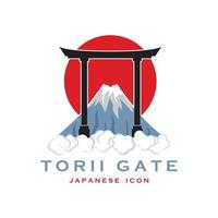 japanischer Torii-Torvektor und Illustration mit Slogan-Vorlage