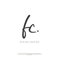 fc första handstil eller handskriven logotyp för identitet. logotyp med signatur och hand dragen stil. vektor