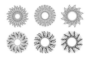 hand gezeichnete sonnenikonen eingestellt vektor