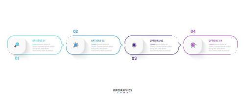vektor infographic etikett designmall med ikoner och 4 alternativ eller steg. kan användas för processdiagram, presentationer, arbetsflödeslayout, banner, flödesschema, infograf.