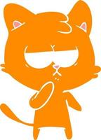 gelangweilte Cartoon-Katze im flachen Farbstil vektor