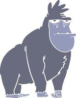 platt Färg stil tecknad serie gorilla vektor