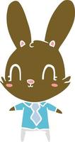 söt platt Färg stil tecknad serie kanin i skjorta och slips vektor