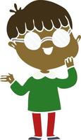 Cartoon-Junge im flachen Farbstil mit Brille vektor