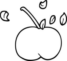 linjeteckning tecknad saftigt äpple vektor