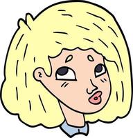 Cartoon-Doodle-Gesicht eines Mädchens vektor