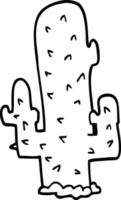 linje teckning tecknad serie kaktus vektor