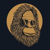 bigfoot-kopf mit brillenvektorillustration vektor