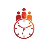 People-Time-Logo. Zeit erfolgreicher Gesundheitslogo-Symbolvektor. Zeitlogo mit Symbolsilhouette für medizinische Personen. vektor