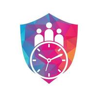 People-Time-Logo. Zeit erfolgreicher Gesundheitslogo-Symbolvektor. Zeitlogo mit Symbolsilhouette für medizinische Personen. vektor