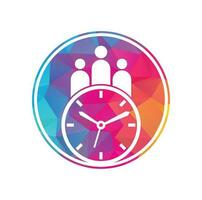 People-Time-Logo. Zeit erfolgreicher Gesundheitslogo-Symbolvektor. Zeitlogo mit Symbolsilhouette für medizinische Personen. vektor