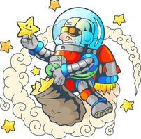 lustiger Cartoon-Astronaut vektor