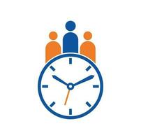 People-Time-Logo. Zeit erfolgreicher Gesundheitslogo-Symbolvektor. Zeitlogo mit Symbolsilhouette für medizinische Personen. vektor