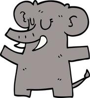 tecknad doodle stående elefant vektor
