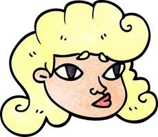 tecknad serie klotter blond flickor ansikte vektor