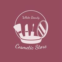 vit skönhetsbutik logotyp kosmetika vektor