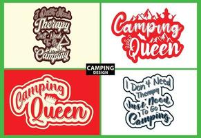 Camping neue T-Shirt- und Aufkleber-Design-Vorlagen-Sets vektor