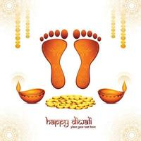 Lycklig diwali festival för gudinna maa lakshmi charan eller paduka kort illustration design vektor